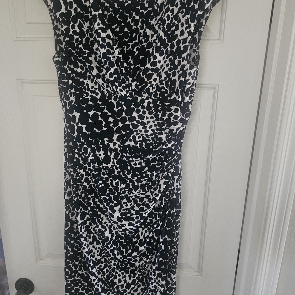 Elegant Lauren Blue and White Patterned Dress